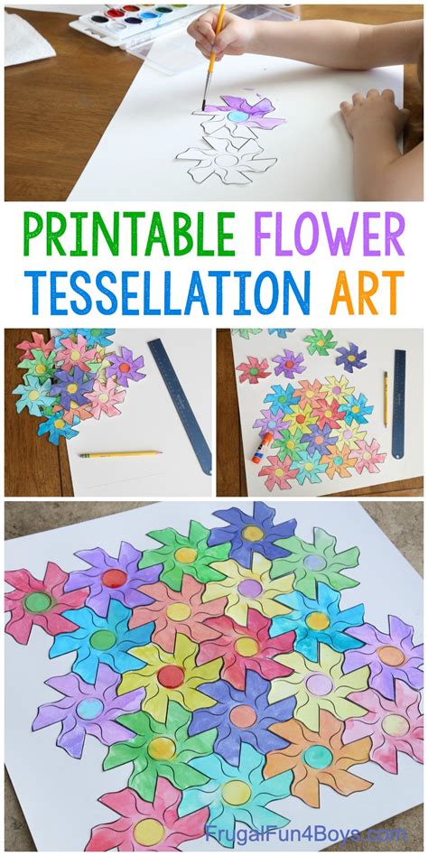 Flower Tessellation Activity for Kids (with a Printable Template) - Frugal Fun For Boys and Girls