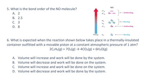 Solved NO 5. What is the bond order of the NO molecule? A. 2 | Chegg.com