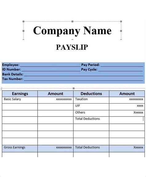 Salary Slip Template | Free Payslip Templates | Payroll template, Quotation format, Cv template word