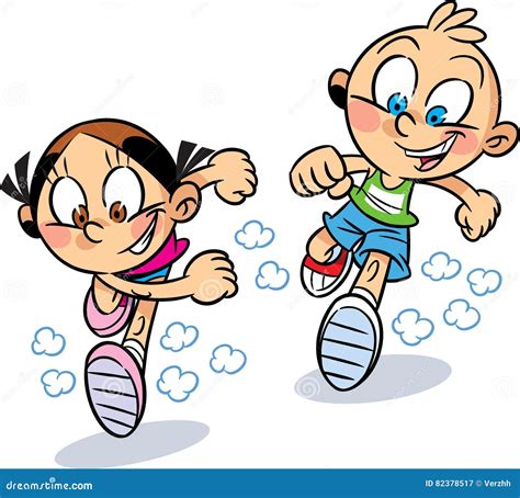 Running cartoon children editorial photography. Illustration of cute ...