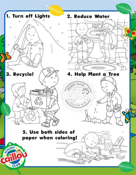 Caillou’s Earth Day – Coloring Sheet Checklist! | Earth day activities ...