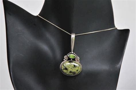 Sajen Sterling Silver Jasper Peridot Pendant, Large Green Necklace, Offerings Balinese Pendant ...