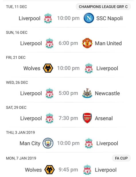 Liverpool next 7 games : r/LiverpoolFC