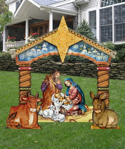 Outdoor Christmas Decorations Nativity NATIVITY SET Wooden | Etsy