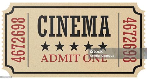 Retro Cinema Ticket Isolated Stock Photo - Download Image Now - Movie ...