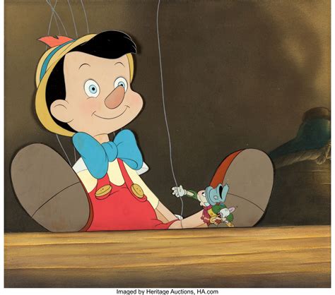 Pinocchio and Jiminy Cricket Production Cel and Painted Background Setup (Walt Disney, 1940 ...