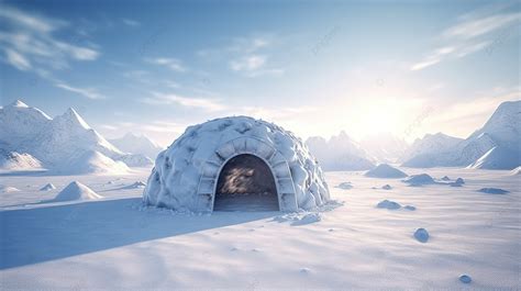 A 3d Rendering Of An Igloo In A Snowy Mountain Landscape In The Arctic ...