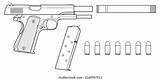 Vector Illustration Colt 1911 Automatic Pistol Stock Royalty  sketch template