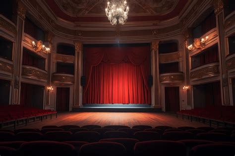 Premium AI Image | A theater with a red curtain and a large red curtain.