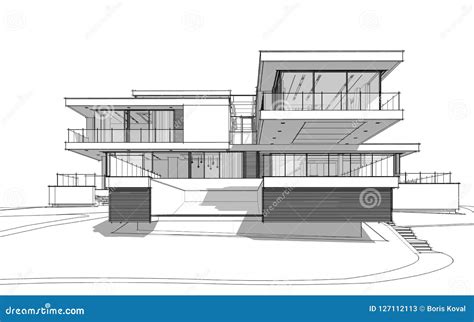 Modern House Drawing Design - You may see both horizontally and vertically placed windows on the ...