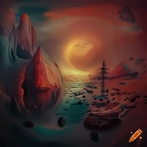 Surreal mars depiction inspired by mariusz lewandowski