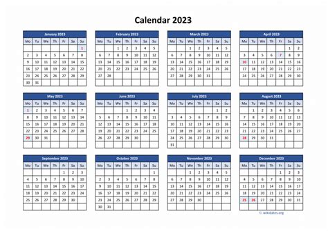 calendar 2023 uk free printable pdf templates - printable 2023 calendar ...