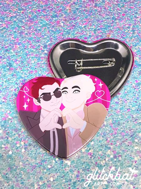 Good Omens INEFFABLE HUSBANDS 2.25 Heart Shaped Button | Etsy