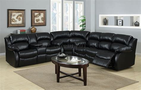 8000 Reclining Sectional Sofa in Black Bonded Leather