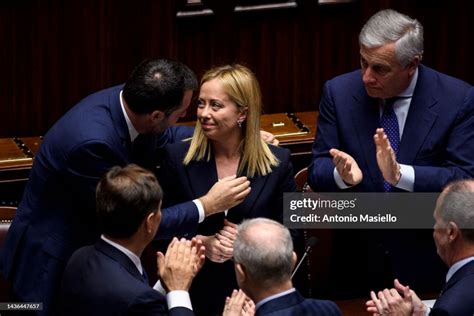 Italian Prime Minister Giorgia Meloni delivers her speech during the... News Photo - Getty Images