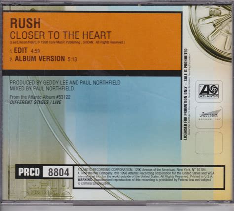 Rush – Closer To The Heart (1998, CD) - Discogs