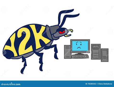 Cartoon Y2K millennium bug stock vector. Illustration of computer - 78280302