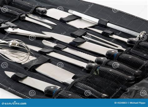 Professional Chef's Knife Set In Black Case Stock Photos - Image: 4534883