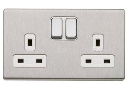 MK Electric K24347BSSW MK ASPECT SWITCH SOCKET OUTLET, 2 GANG, DUAL ...