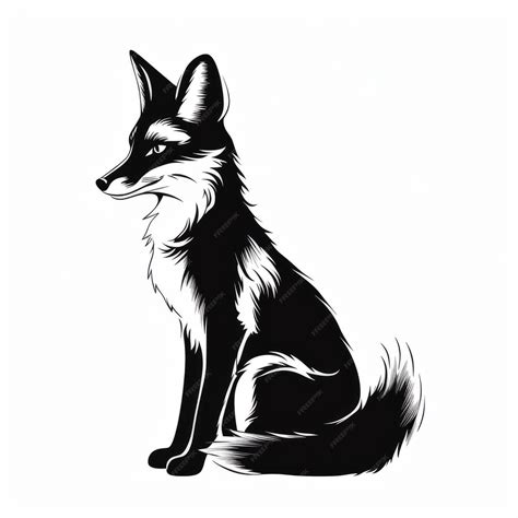 Premium AI Image | A silhouette black and white fox sitting on a white background