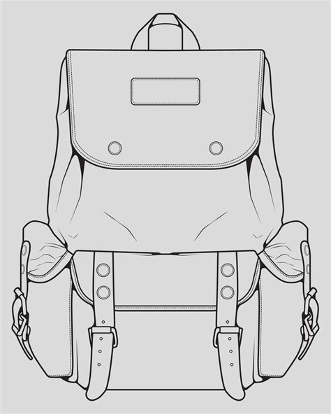 Sketch of a rucksack. Backpack isolated on white background. Vector ...