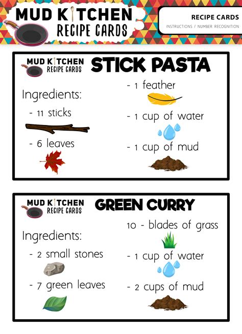 Mud Kitchen Recipe Cards (ingredients only) - Educate Outside - Outoor ...