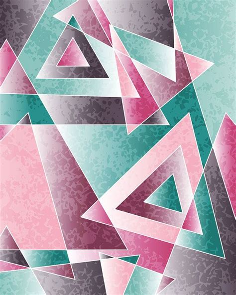 Abstract Triangles, Overlapping Triangles, Geometric Art Print, Printable Triangle Art, Textured ...