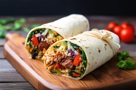 Premium AI Image | High angle shot of a wrapstyle burrito on board