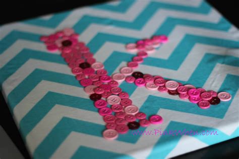 DIY Monogrammed Button Canvas Wall Art - PinkWhen