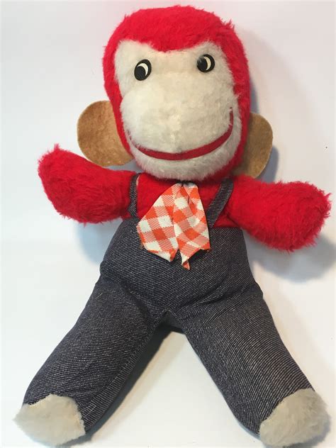 RARE Vintage Monkey Red Plush Chimp Stuffed Ape Animal Toy - Etsy