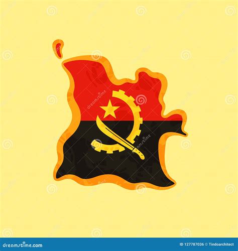 Angola - Map Colored with Angolan Flag Stock Vector - Illustration of ...