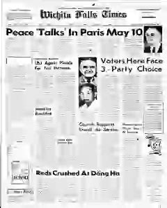 Wichita Falls Times Newspaper Archives, May 3, 1968, p. 1