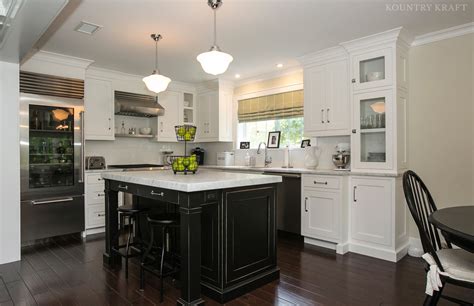 Black Kitchen Island and White Cabinets in Chatham, NJ