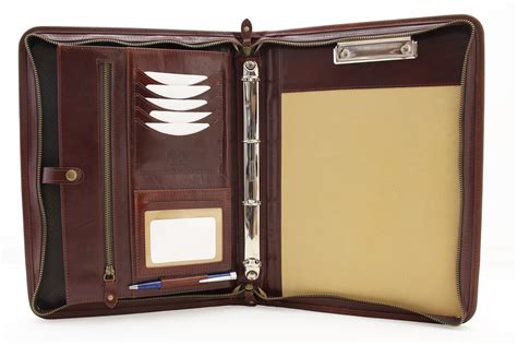 Leather binder 4 ring, Leather portfolio, Padfolio for women and Men, Leather clipboard Brown