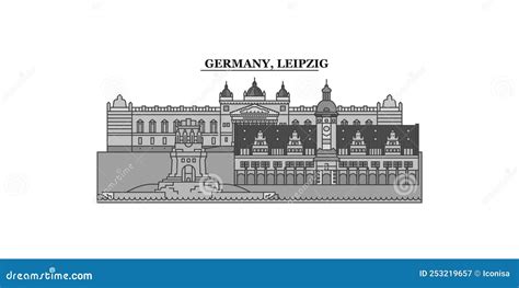 Germany, Leipzig City Skyline Isolated Vector Illustration, Icons Stock Vector - Illustration of ...