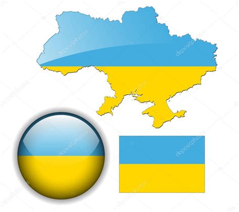 Ukraine flag, map and glossy button. Stock Vector by ©cobalt88 2507003