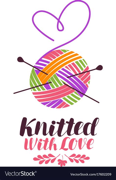 Knit knitting logo or label knitted with love Vector Image