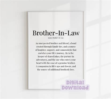 Brother-in-law Definition Print, Digital Download, Gift for Brother-in ...