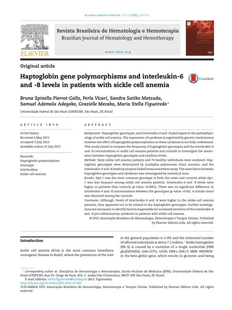 (PDF) Haptoglobin gene polymorphisms and interleukin-6 and -8 levels in ...