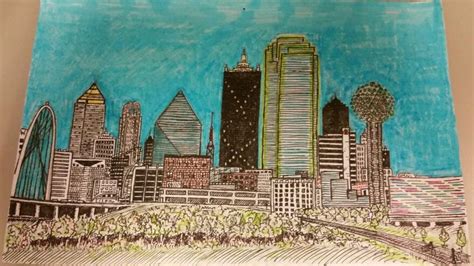 Dallas Skyline Dallas Skyline, Over The Years, Original Art, Tattoo ...