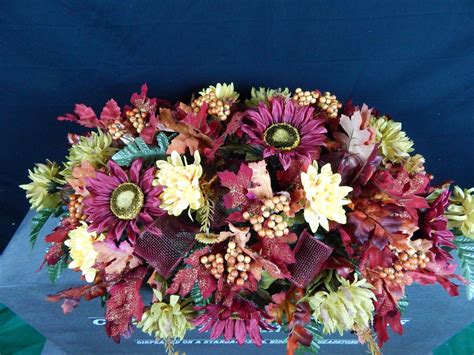 Deluxe Fall Headstone Saddle With Mixed Fall Flowers Cemetery - Etsy