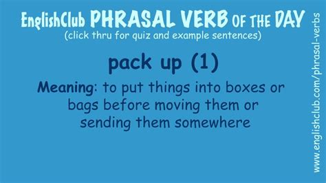 pack up (1) | Learn english, Verb, Vocabulary