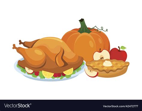 Thanksgiving dinner with roasted turkey icon Vector Image