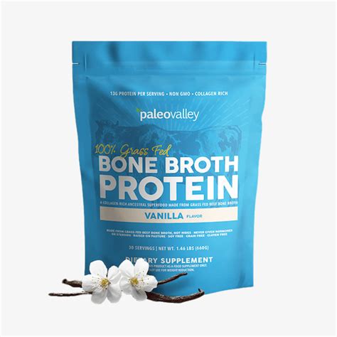 Paleovalley 100% Grass Fed Bone Broth Protein Powder - Vanilla – Healf