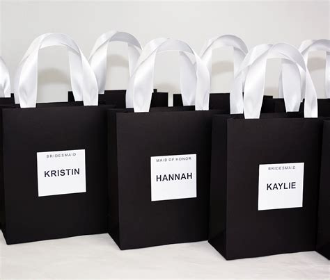 Elegant gift bags for Bridesmaids with custom name Personalized Bride favors for Bridal shower ...