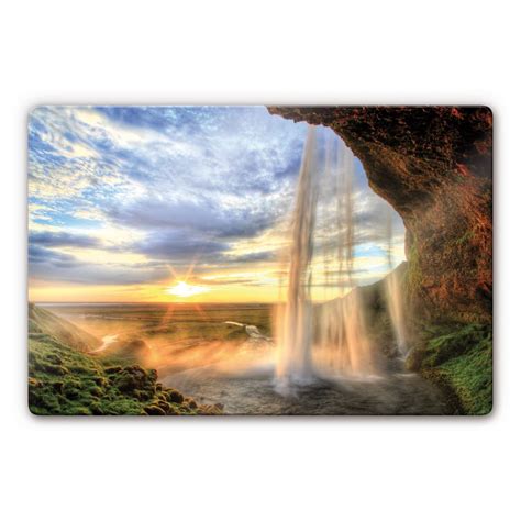 Seljalandsfoss Waterfall Glass art | wall-art.com