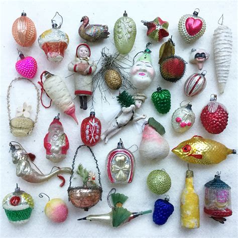 My collection of antique Xmas ornaments for my German feather tree. | Christmas ornaments ...