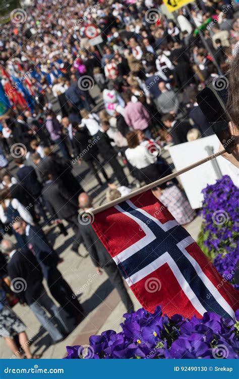 Crowds Lining the Street for the Children`s Parade on Norway`s National Day, 17th of May ...