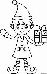 Little Elf Bring A Gift Coloring page Printable sketch template