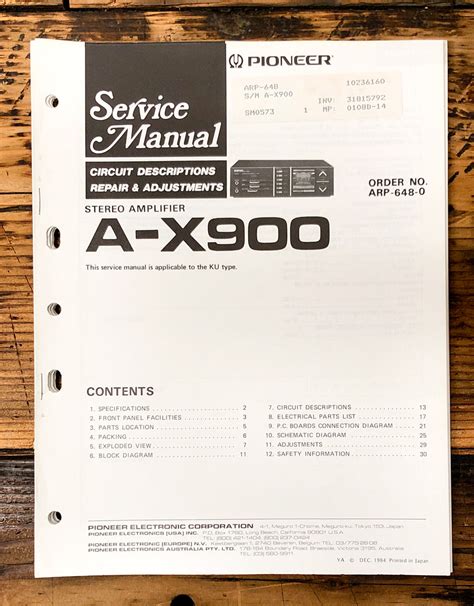 Amplifier Service Manual *Original* – Vintage Audio Store - Vintage ...